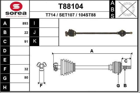 EAI T88104 - Drive Shaft autospares.lv