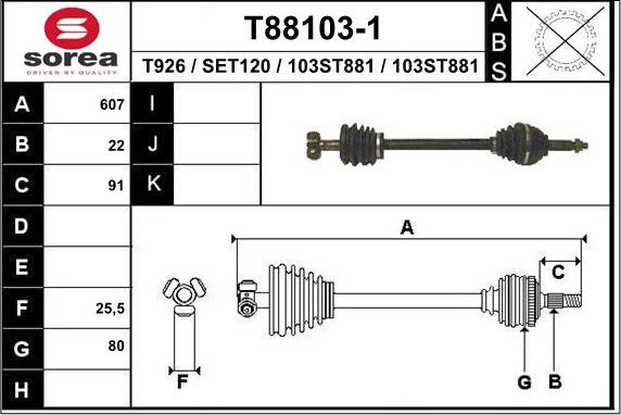 EAI T88103-1 - Drive Shaft autospares.lv