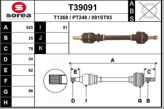 EAI T39091 - Drive Shaft autospares.lv