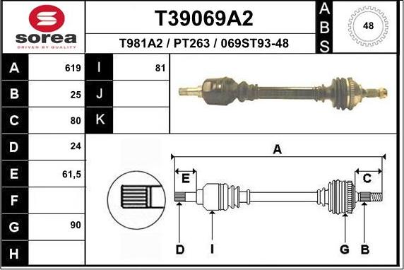 EAI T39069A2 - Drive Shaft autospares.lv