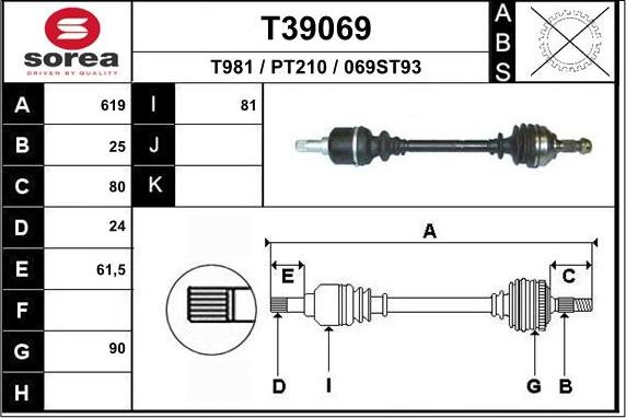 EAI T39069 - Drive Shaft autospares.lv