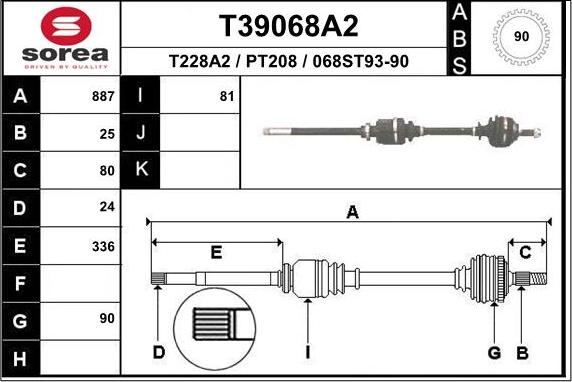 EAI T39068A2 - Drive Shaft autospares.lv