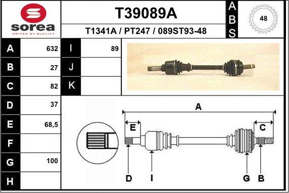 EAI T39089A - Drive Shaft autospares.lv