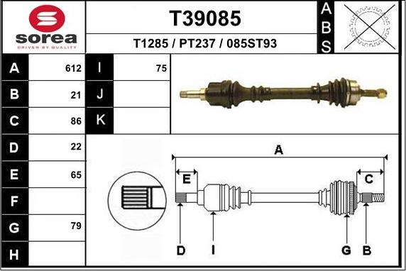 EAI T39085 - Drive Shaft autospares.lv