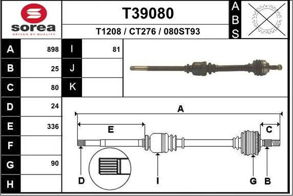 EAI T39080 - Drive Shaft autospares.lv