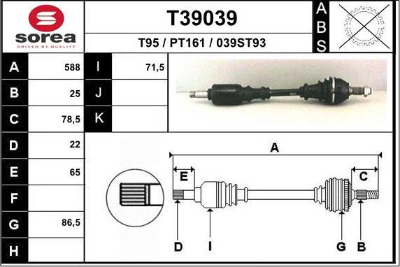 EAI T39039 - Drive Shaft autospares.lv