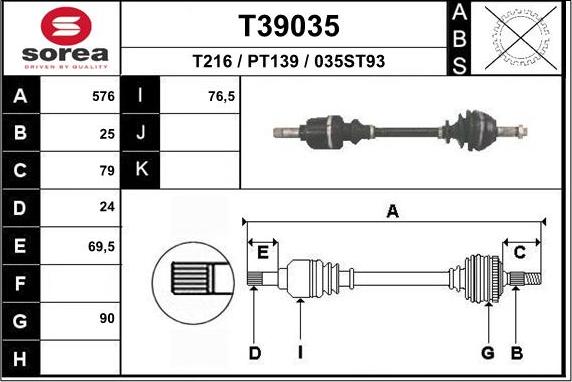 EAI T39035 - Drive Shaft autospares.lv