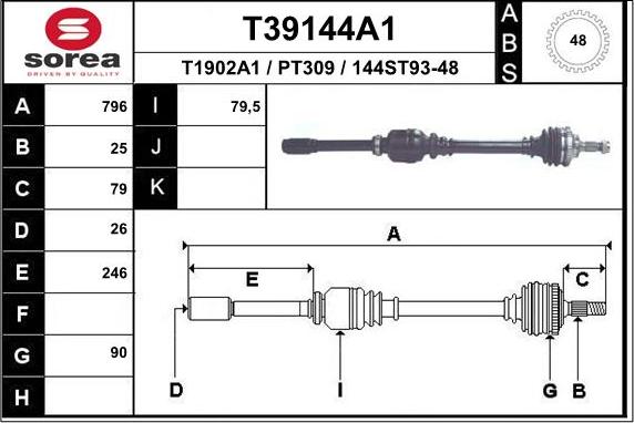 EAI T39144A1 - Drive Shaft autospares.lv