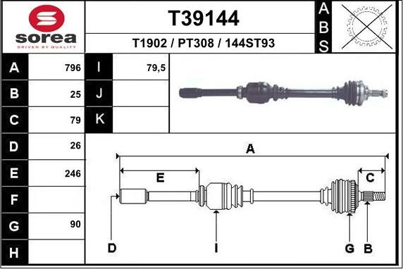 EAI T39144 - Drive Shaft autospares.lv