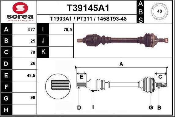 EAI T39145A1 - Drive Shaft autospares.lv