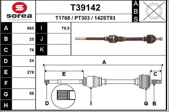 EAI T39142 - Drive Shaft autospares.lv