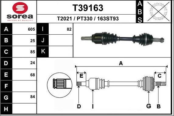 EAI T39163 - Drive Shaft autospares.lv