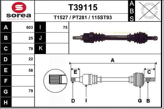 EAI T39115 - Drive Shaft autospares.lv