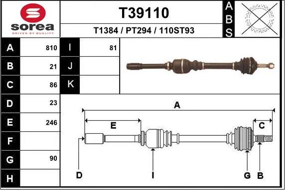 EAI T39110 - Drive Shaft autospares.lv