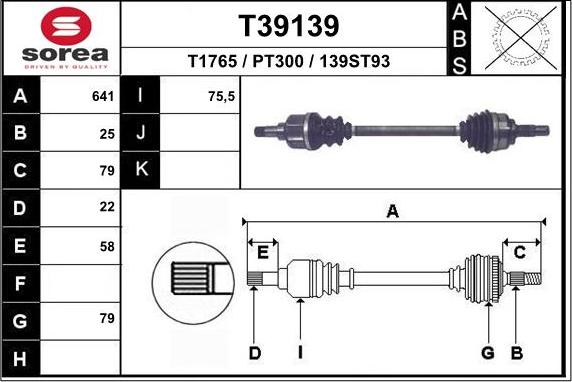 EAI T39139 - Drive Shaft autospares.lv