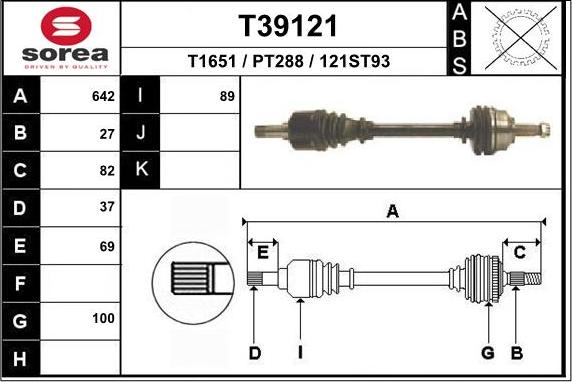 EAI T39121 - Drive Shaft autospares.lv