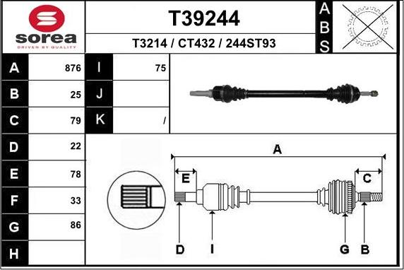 EAI T39244 - Drive Shaft autospares.lv