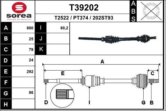 EAI T39202 - Drive Shaft autospares.lv