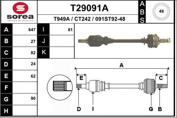 EAI T29091A - Drive Shaft autospares.lv