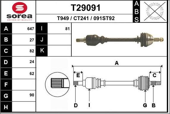 EAI T29091 - Drive Shaft autospares.lv