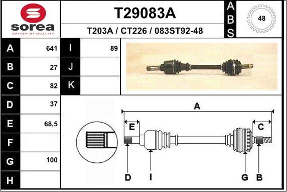 EAI T29083A - Drive Shaft autospares.lv