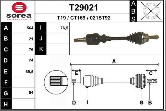 EAI T29021 - Drive Shaft autospares.lv