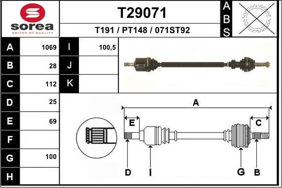 EAI T29071 - Drive Shaft autospares.lv