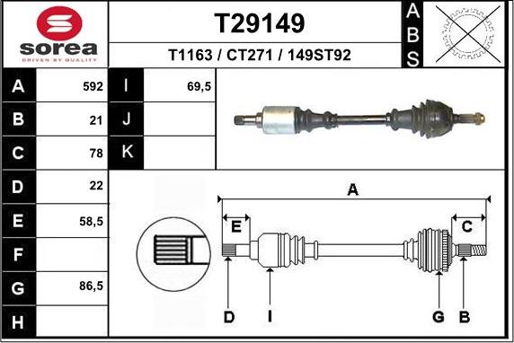 EAI T29149 - Drive Shaft autospares.lv