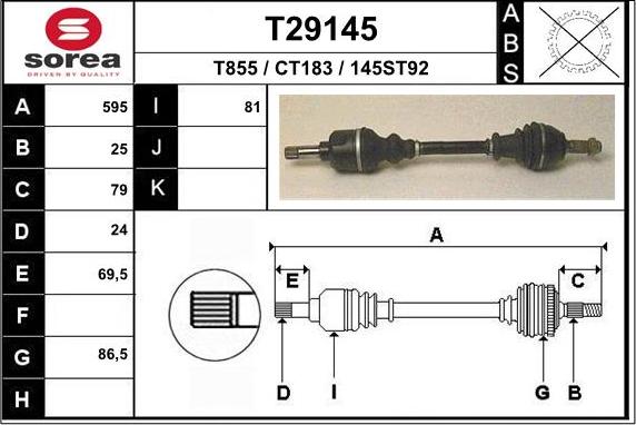 EAI T29145 - Drive Shaft autospares.lv