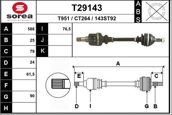 EAI T29143 - Drive Shaft autospares.lv