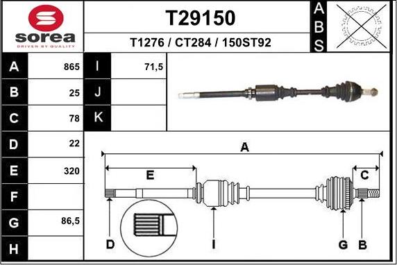 EAI T29150 - Drive Shaft autospares.lv