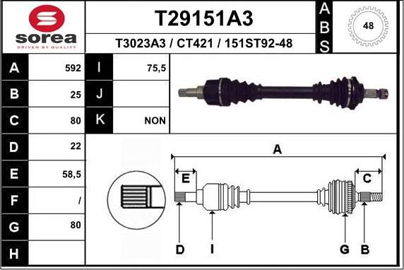 EAI T29151A3 - Drive Shaft autospares.lv