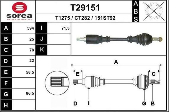 EAI T29151 - Drive Shaft autospares.lv