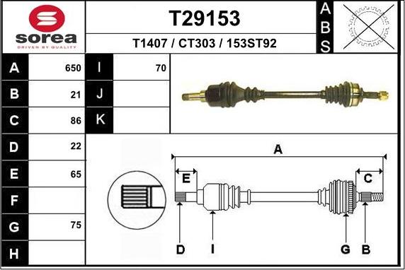 EAI T29153 - Drive Shaft autospares.lv