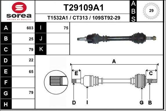 EAI T29109A1 - Drive Shaft autospares.lv