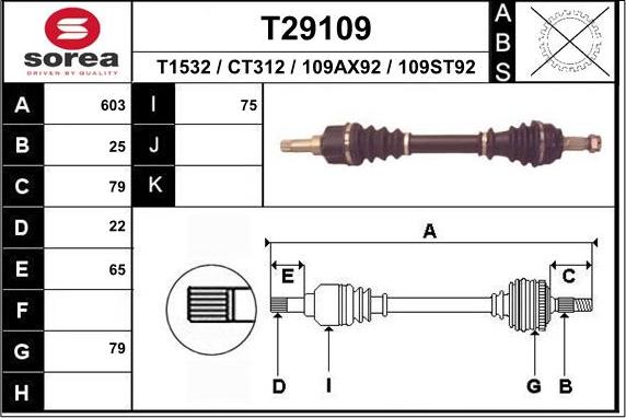 EAI T29109 - Drive Shaft autospares.lv