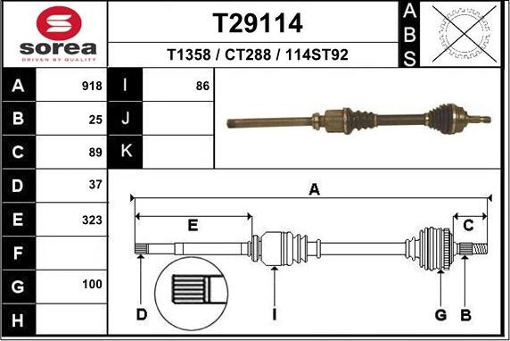 EAI T29114 - Drive Shaft autospares.lv