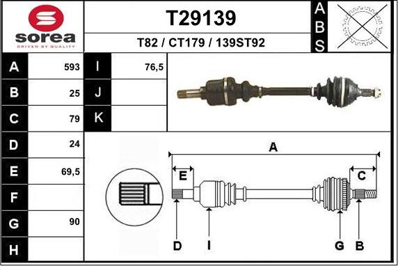 EAI T29139 - Drive Shaft autospares.lv