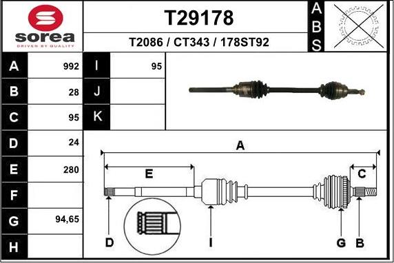 EAI T29178 - Drive Shaft autospares.lv