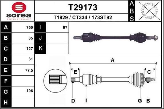 EAI T29173 - Drive Shaft autospares.lv