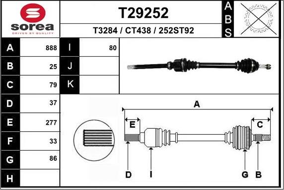 EAI T29252 - Drive Shaft autospares.lv