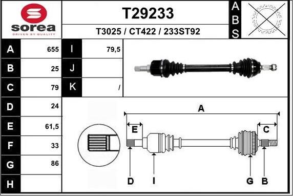 EAI T29233 - Drive Shaft autospares.lv