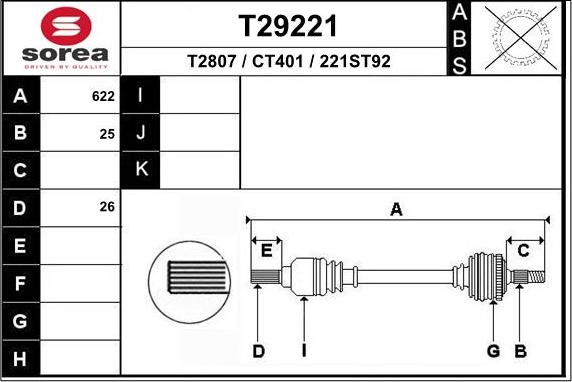 EAI T29221 - Drive Shaft autospares.lv