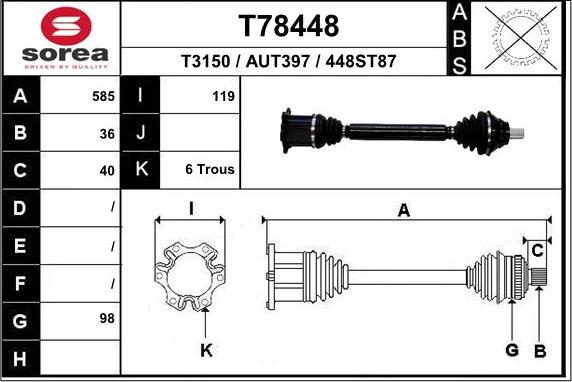 EAI T78448 - Drive Shaft autospares.lv