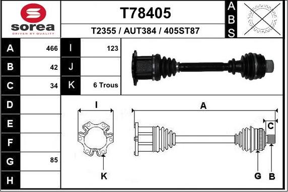 EAI T78405 - Drive Shaft autospares.lv