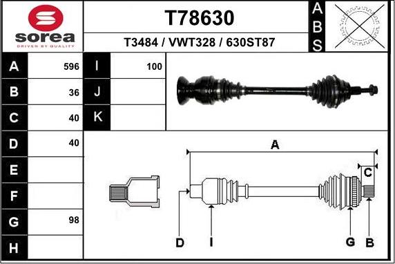 EAI T78630 - Drive Shaft autospares.lv