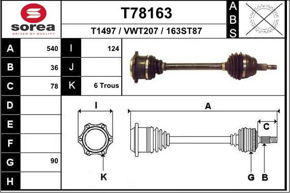 EAI T78163 - Drive Shaft autospares.lv