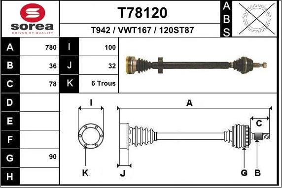 EAI T78120 - Drive Shaft autospares.lv