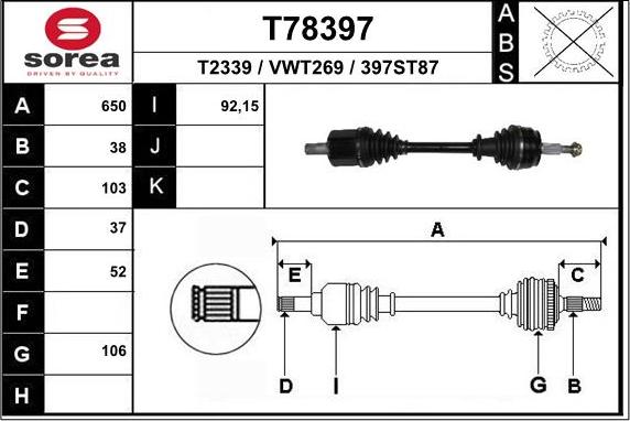 EAI T78397 - Drive Shaft autospares.lv