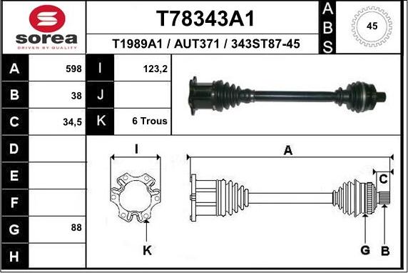 EAI T78343A1 - Drive Shaft autospares.lv